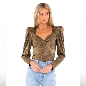 ASTR The Label Melrose Gold Shimmer Top Size Large